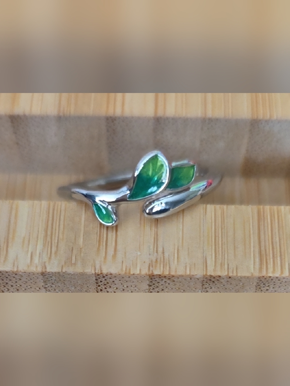 Green Leaf Adjustable Wrap Ring – Nature Inspired